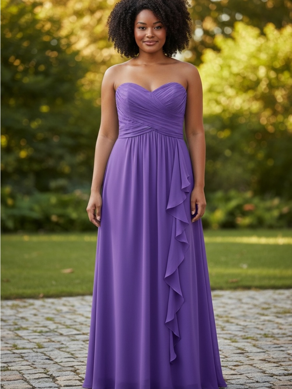 David's Bridal Strapless Sweetheart Ruched Bodice Purple Gown SZ 8 NWT
